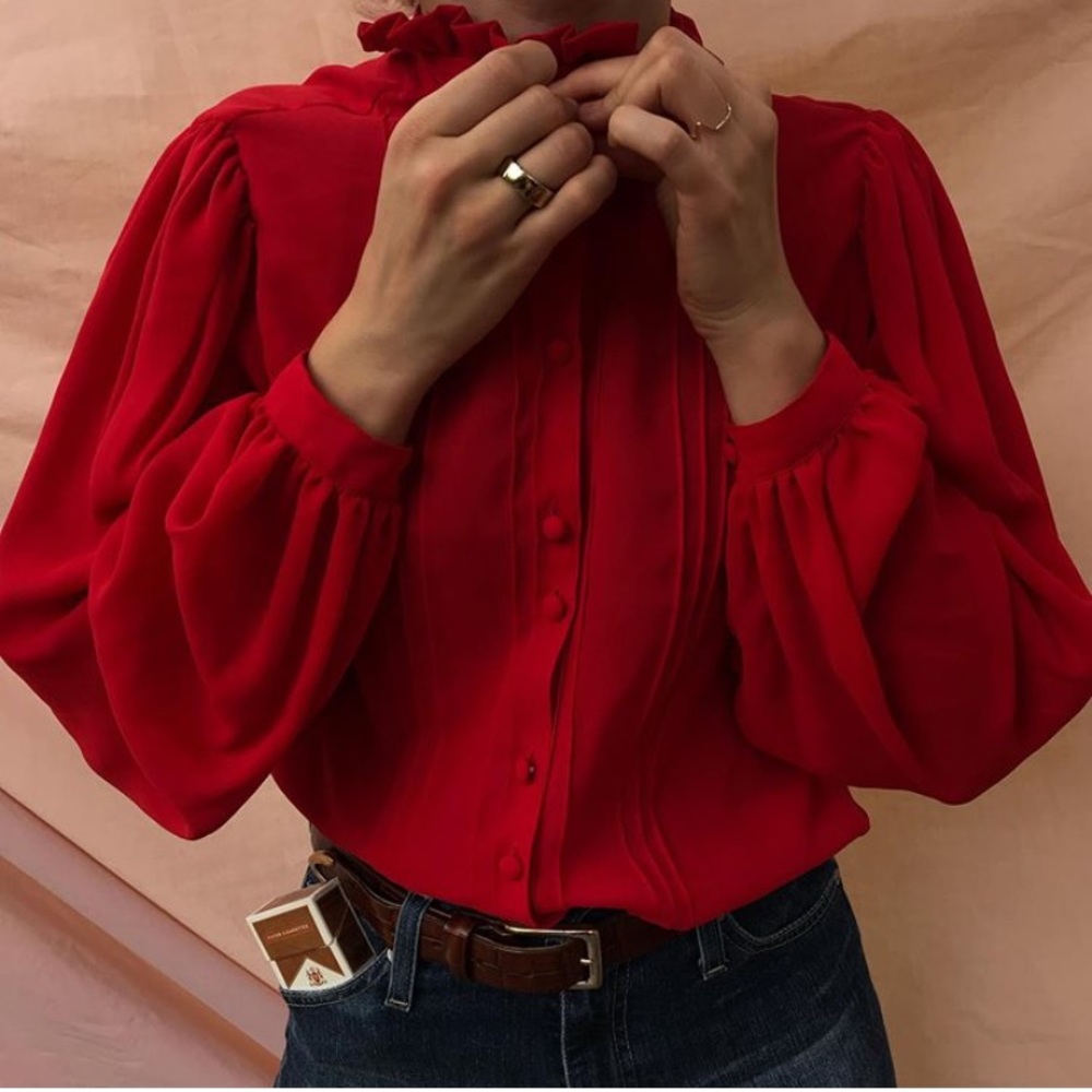 Red sheet blouse